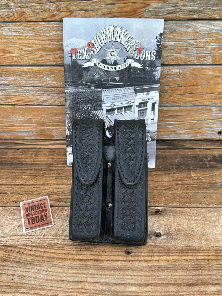 Tex Shoemaker Black Basket Leather Quad / 4  Magazine Carrier For SIG P239 239