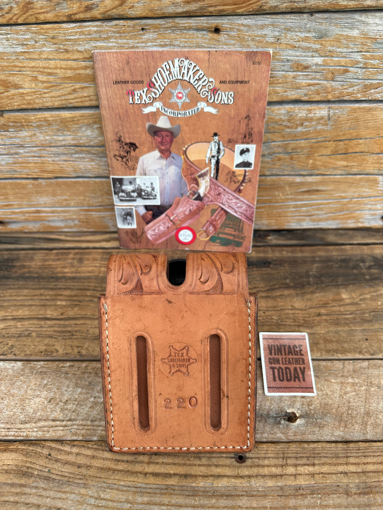 Vintage Tex Shoemaker Floral Carved Leather Double Magazine Carrier 226 92 WS