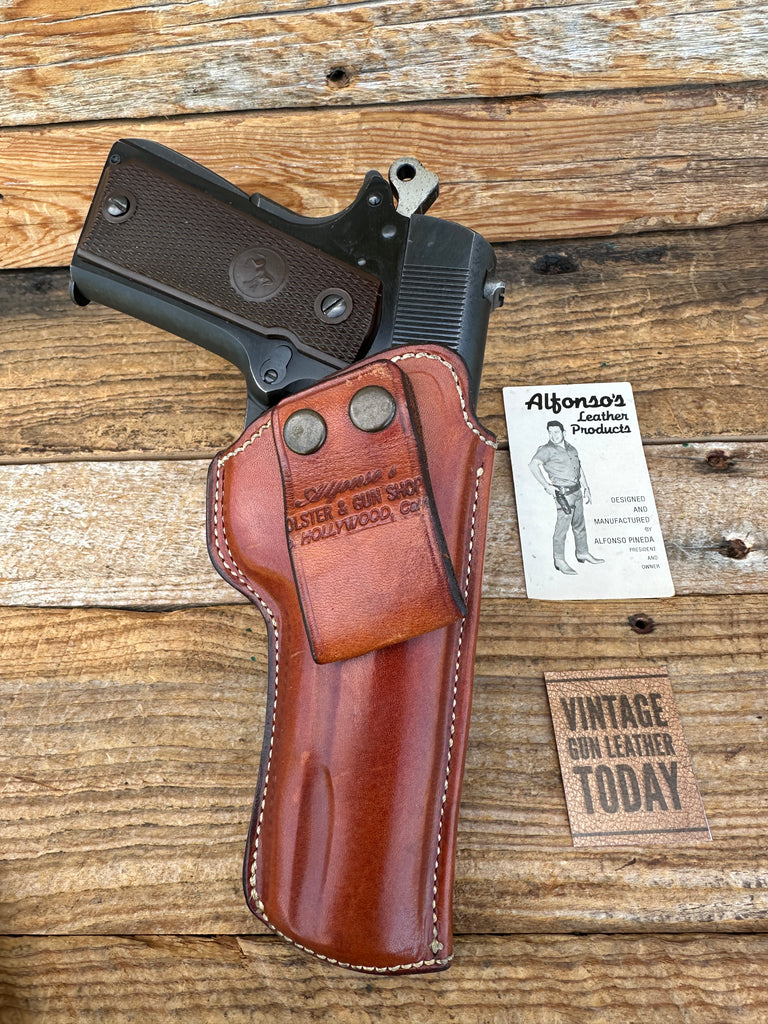 Vintage Alfonsos Brown Leather Lined IWB OWB Holster for Colt Government 5" #1A