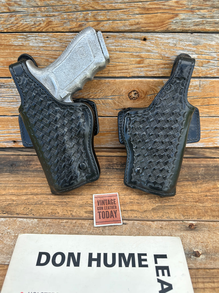 H738 36 4 1/2 Don Hume Black Basket Leather Lined Holster For GLOCK 17 22 31
