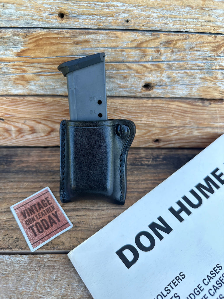 Vintage Don Hume Black Leather Open Top Magazine Carrier For Steel Double Sig 92