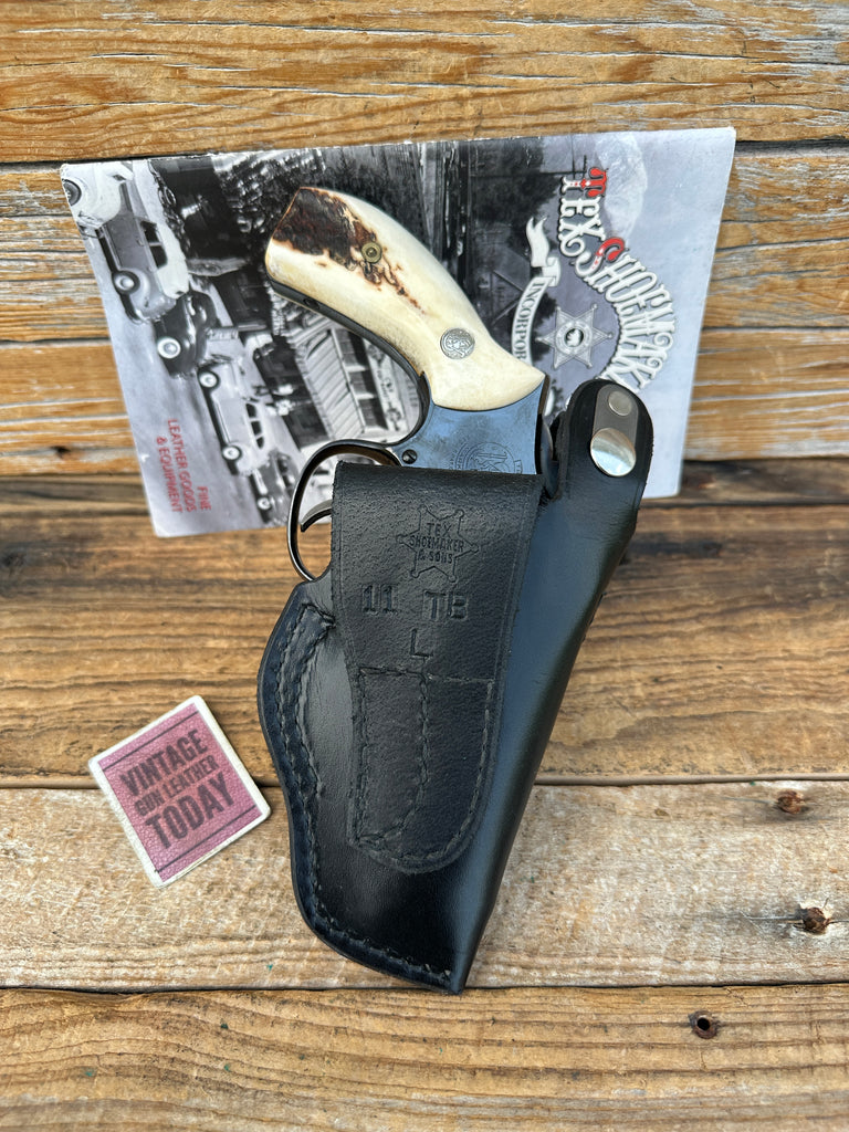Vintage Tex Shoemaker Plain Black Leather OWB Holster For S&W K 2 1/2" LEFT