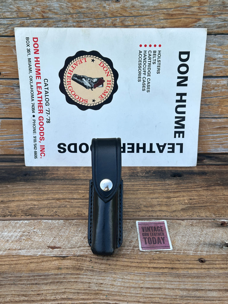 Don Hume Black Leather Flashlight Carrier 1" Diameter x 5" Long Nickel Snap