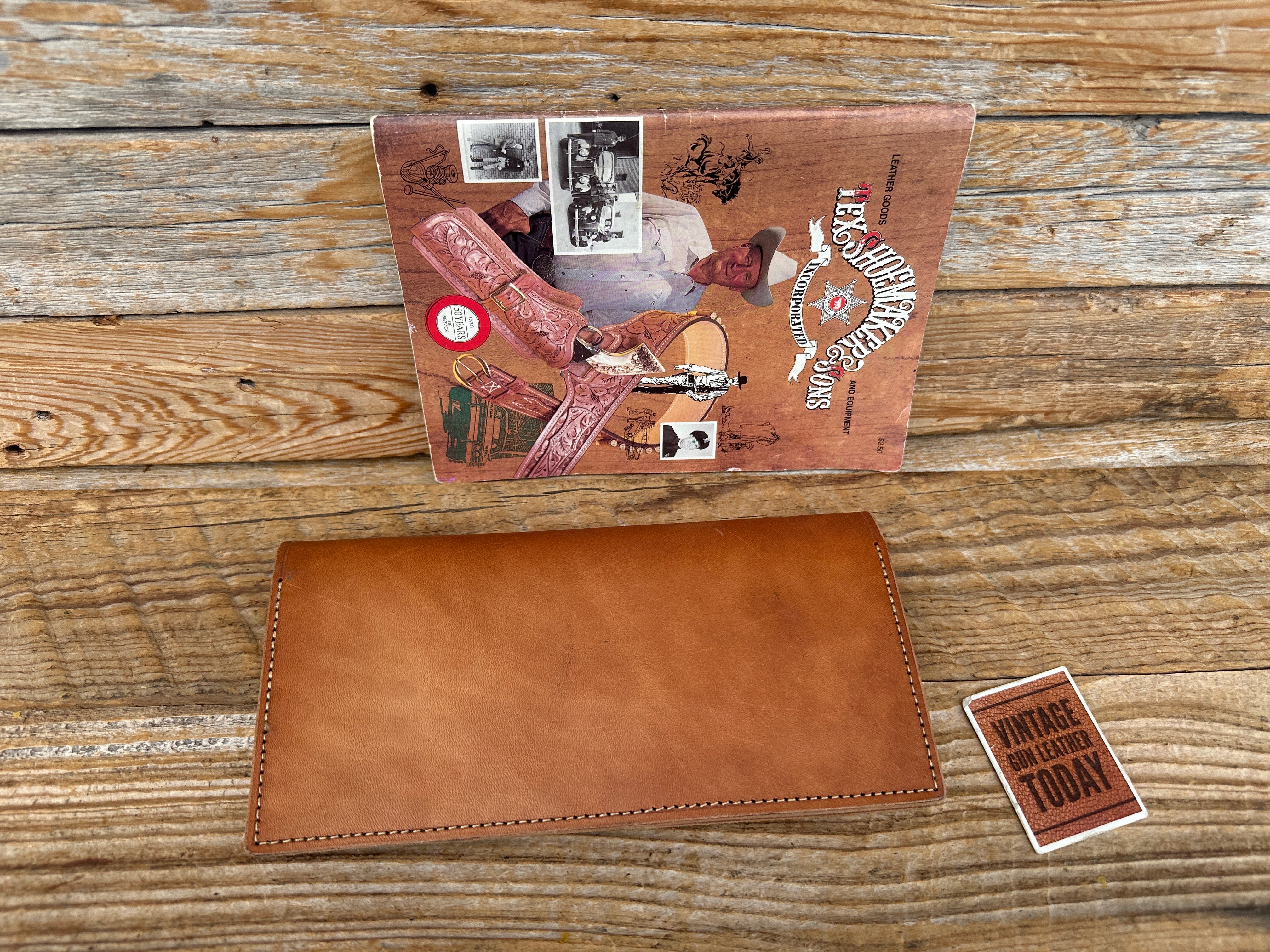 Tex Shoemaker Police Natural Brown Leather Badge ID Checkbook Notepad ...