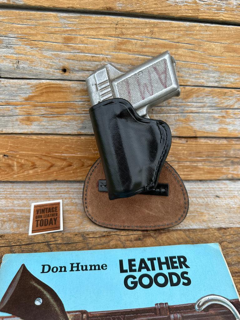 Vintage Don Hume H720 62 Black Leather Paddle Holster For AMT Backup 380 LEFT
