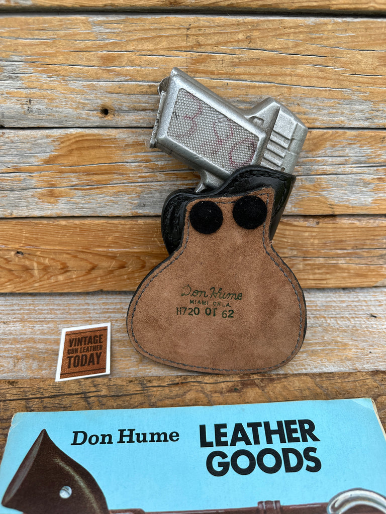 Vintage Don Hume H720 62 Black Leather Paddle Holster For AMT Backup 380 LEFT