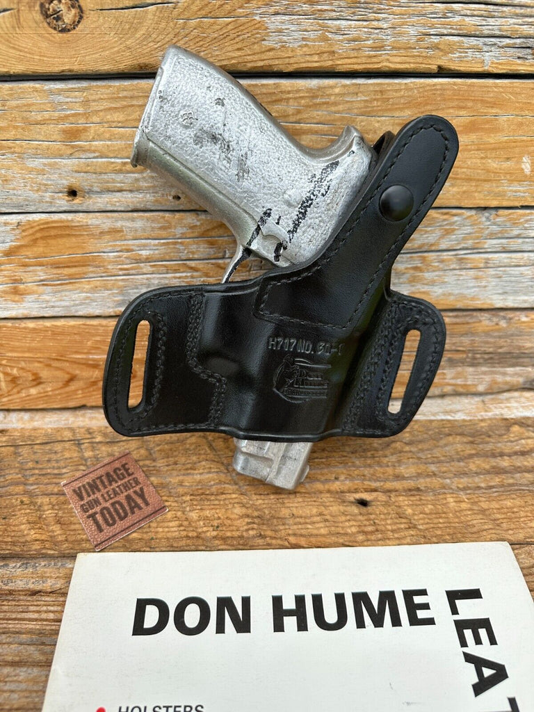Vintage Don Hume H717 Open Slot Black Leather OWB Holster For Sig P228 P229 Rail