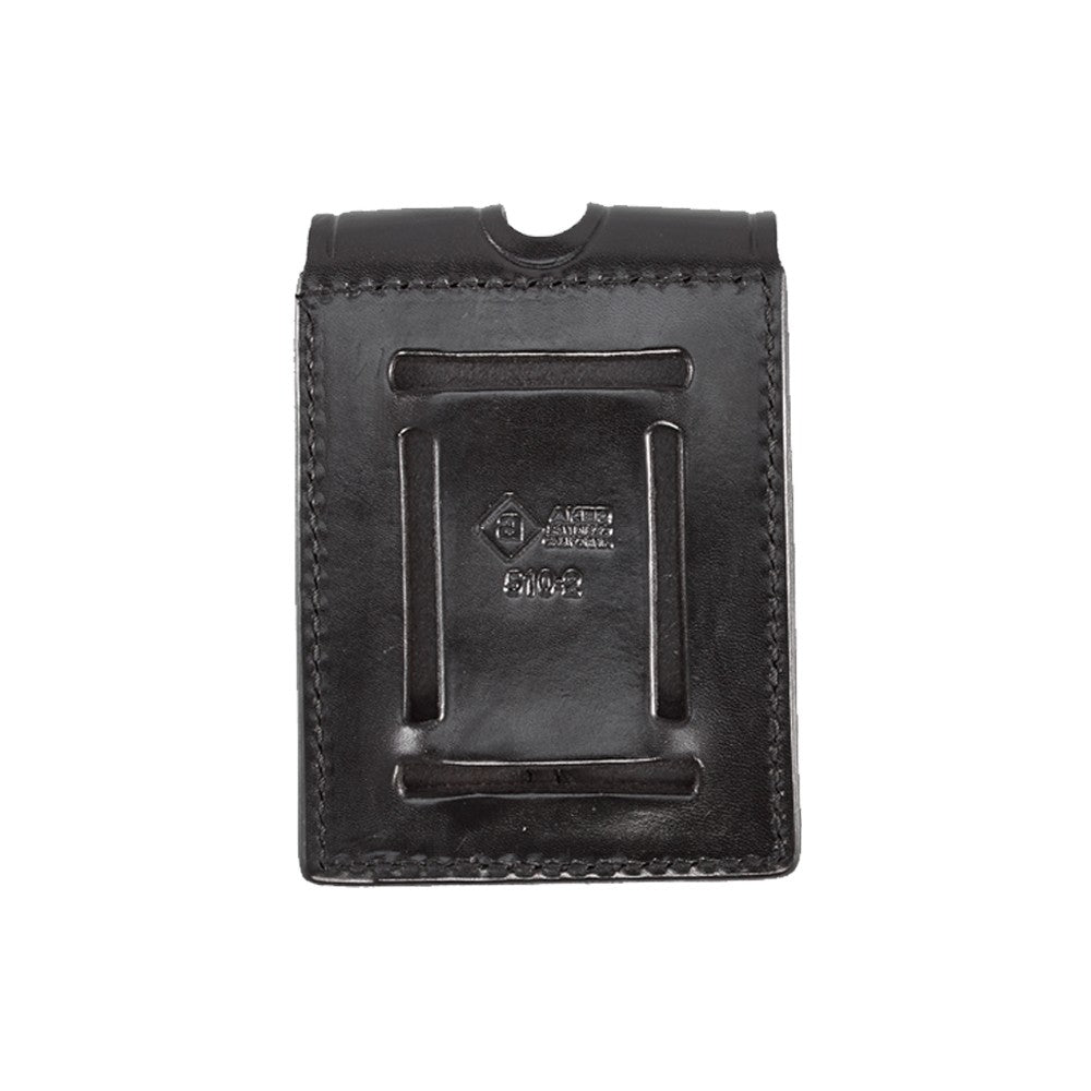 AKER Black Plain Leather Double Magazine Carrier For 9mm Double Stack