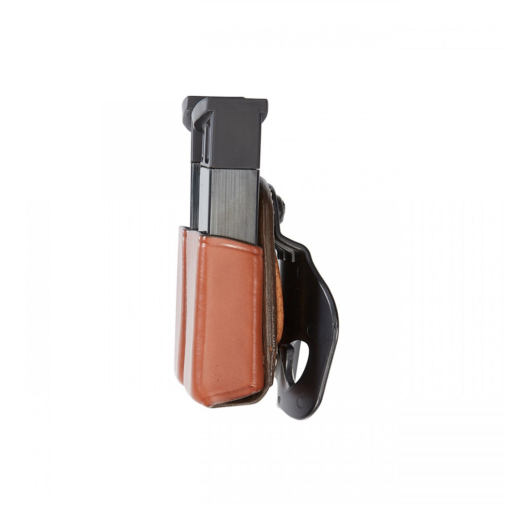 AKER Brown Leather Double Magazine Carrier For Double Stack 9 40 Steel Plastic