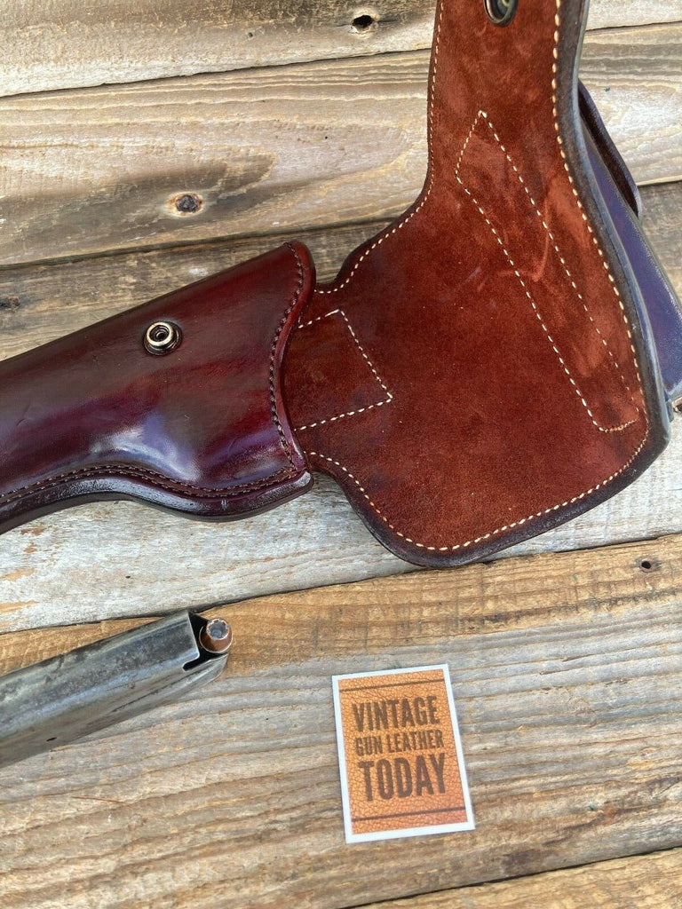 Alfonsos Plain Cordovan Suede Lined Flap Holster For S&W Model 59 Round Trigger