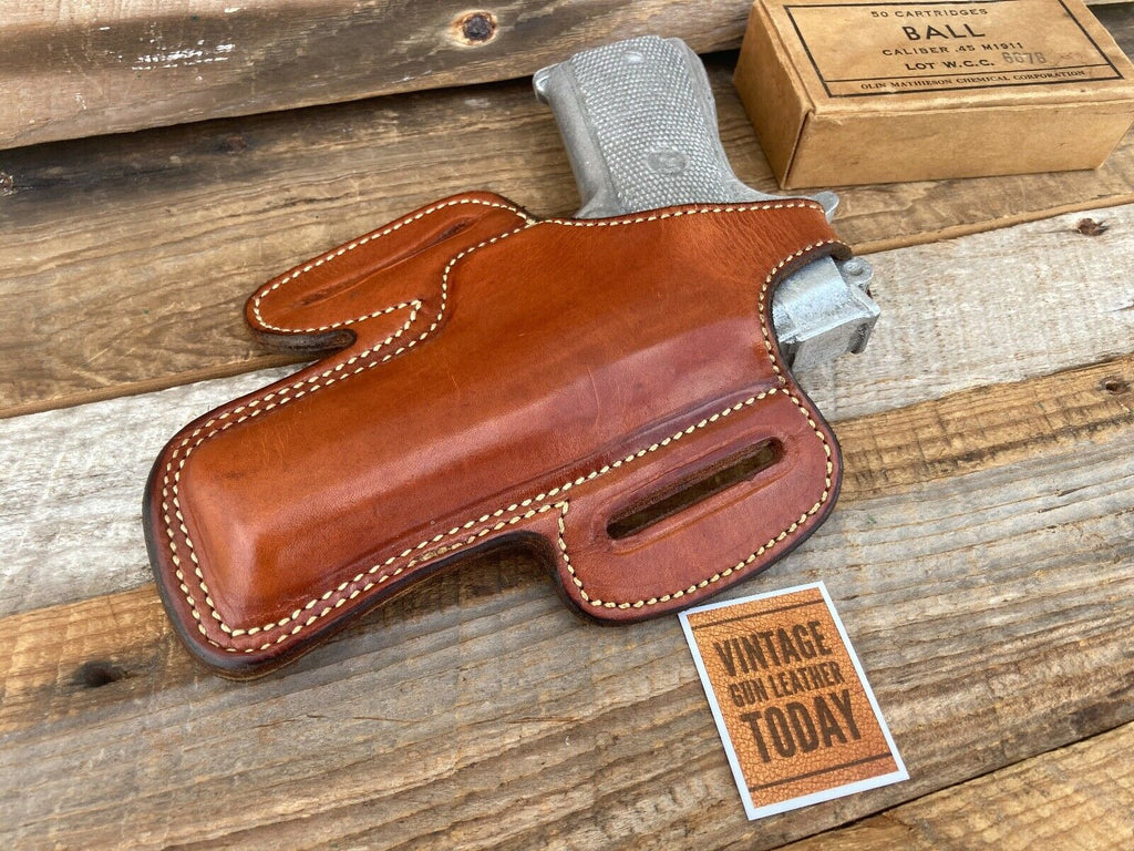 Alfonso's Brown Plain Leather Suede Lined Holster for Colt Commander .45 Right