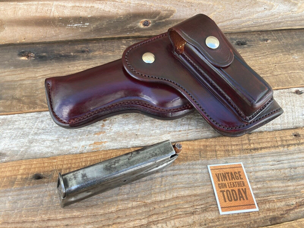 Alfonsos Plain Cordovan Suede Lined Flap Holster For S&W Model 59 Round Trigger