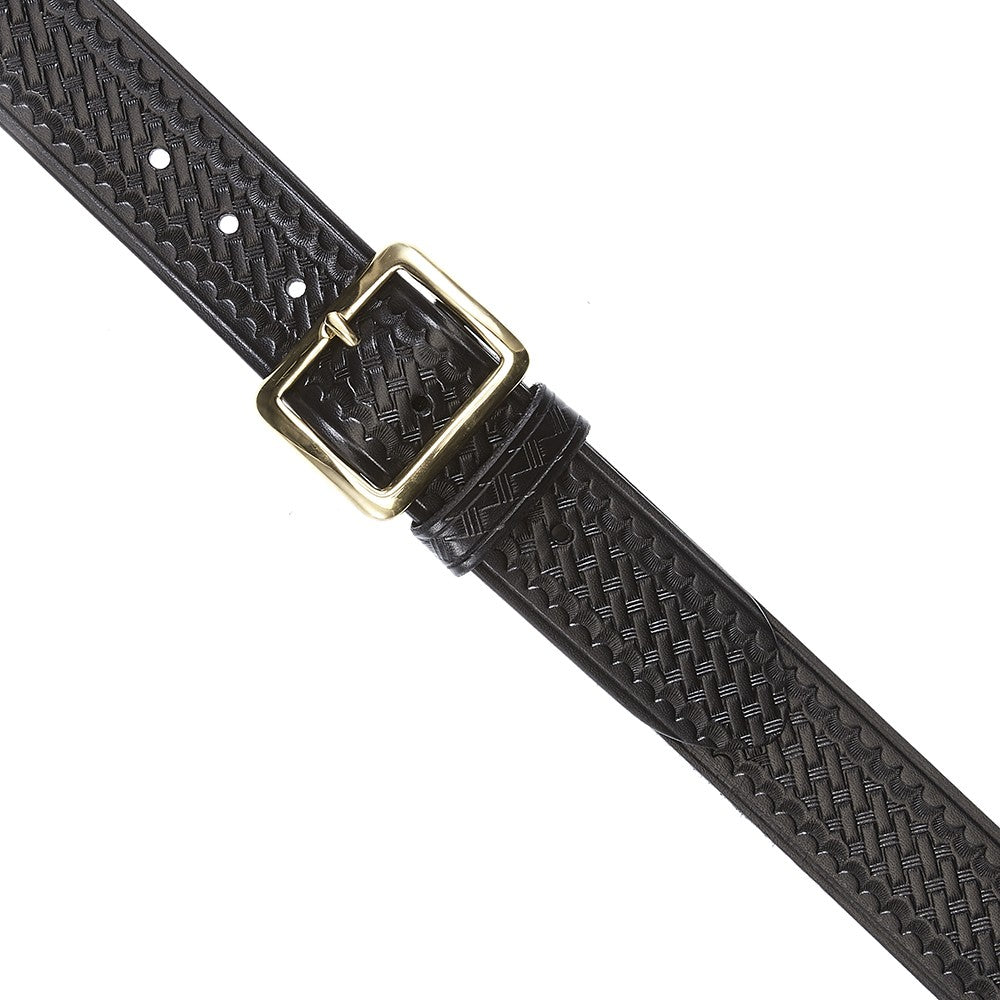 AKER Black Basketweave Leather Garrison 1 3/4" Belt Size 32 29.5" to 33.5 Nickel