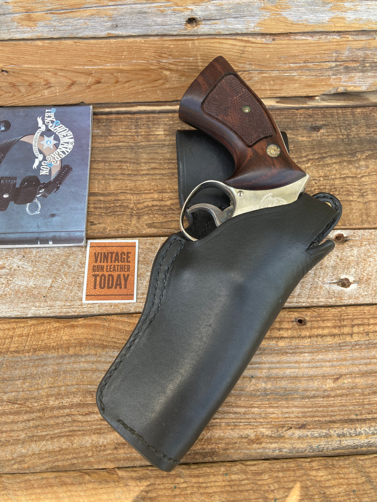 Tex Shoemaker Plain Black Leather 35K Border Holster For S&W 4" K Frame Revolver
