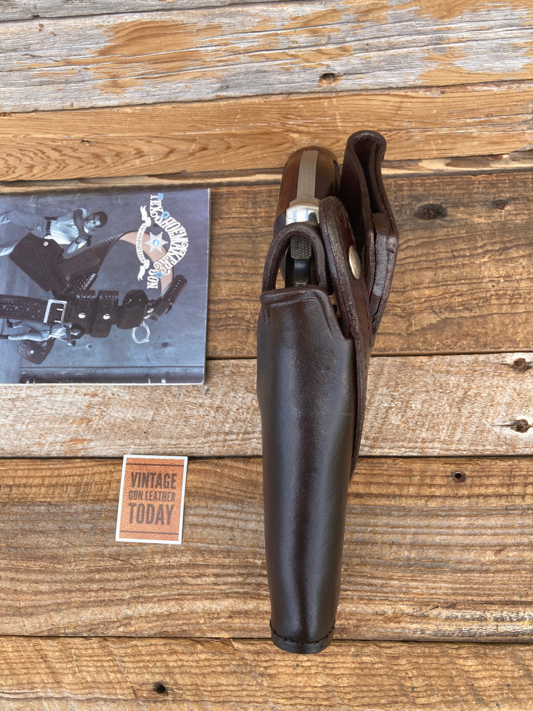Tex Shoemaker Cordovan Brown Leather 35K Border Holster For 4 K Frame Revolver