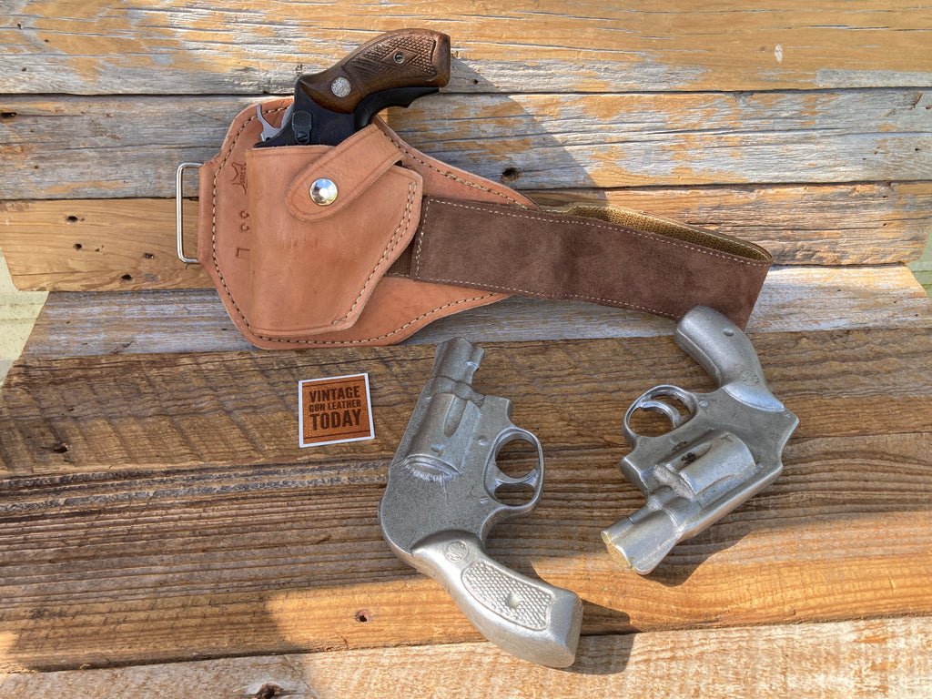 Vintage Tex Shoemaker Brown Leather Padded Ankle Holster Rig For S&W J Frame 36