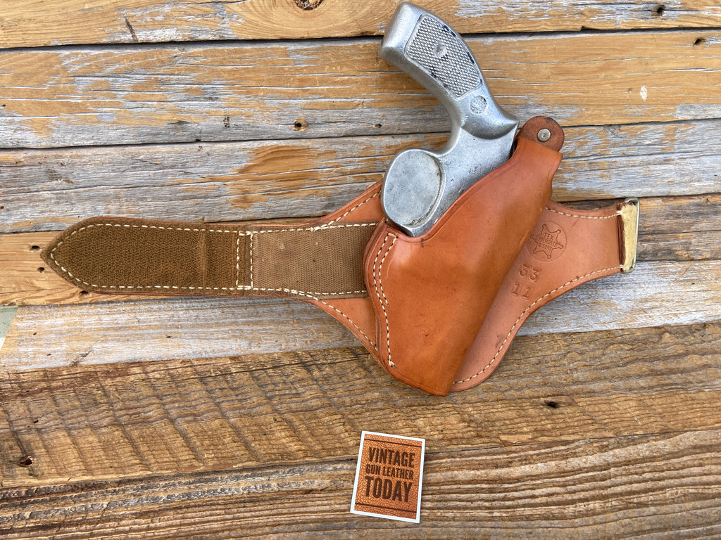 Vintage Tex Shoemaker Brown Leather Ankle Holster Rig For S&W K Frame 2.5"
