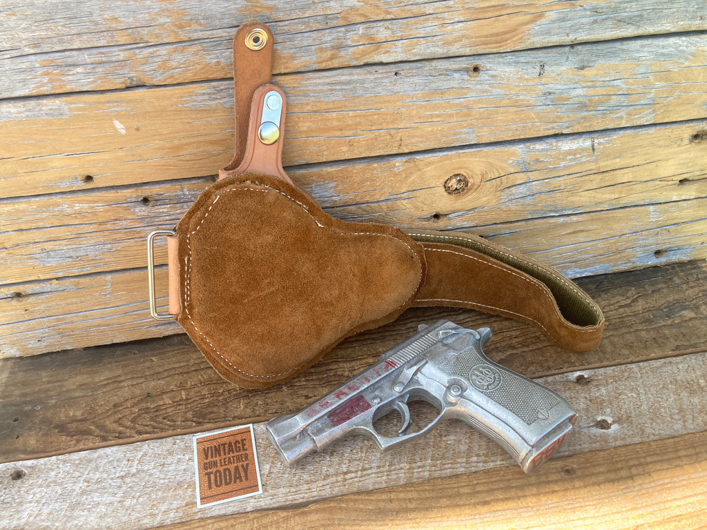 Vintage Tex Shoemaker Brown Leather Lined Ankle Holster Rig For Beretta 85F