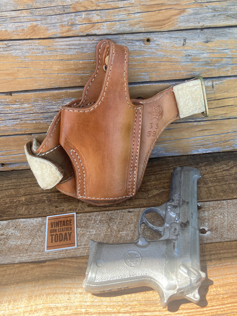 Vintage Tex Shoemaker Brown Leather Lined Ankle Holster Rig For Beretta 92SB