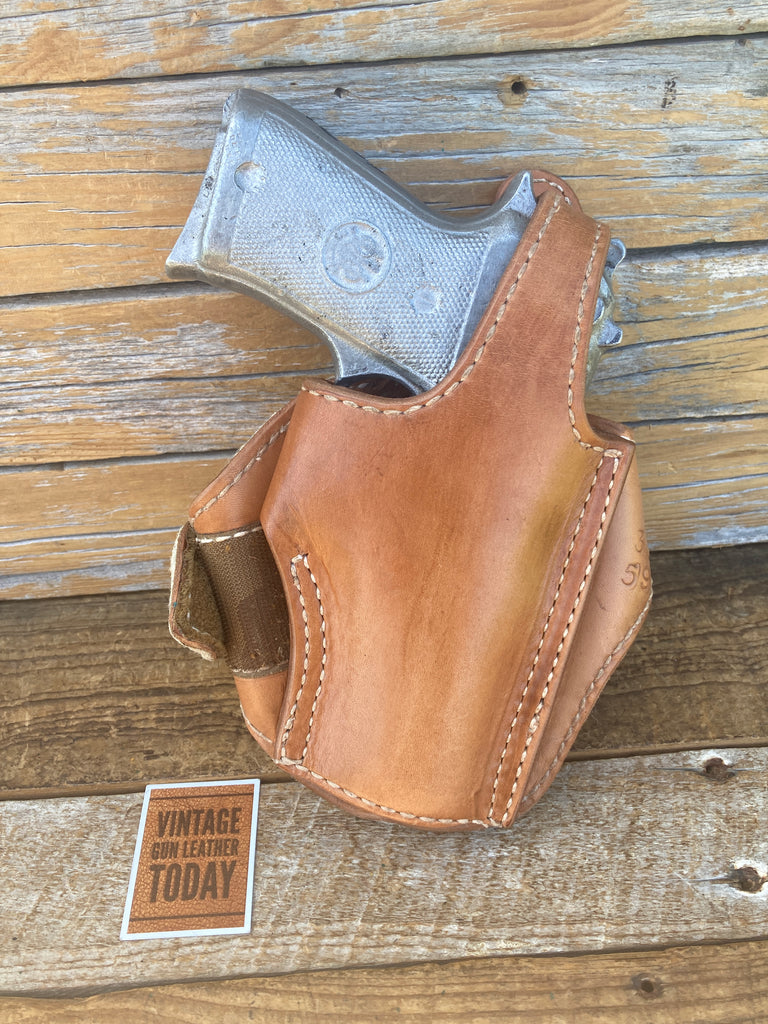 Vintage Tex Shoemaker Brown Leather Lined Ankle Holster Rig For Beretta 92SB