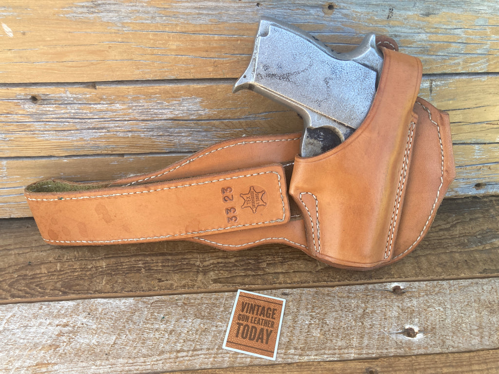 Vintage Tex Shoemaker Brown Leather Ankle Holster Rig For S&W Smith 469 669