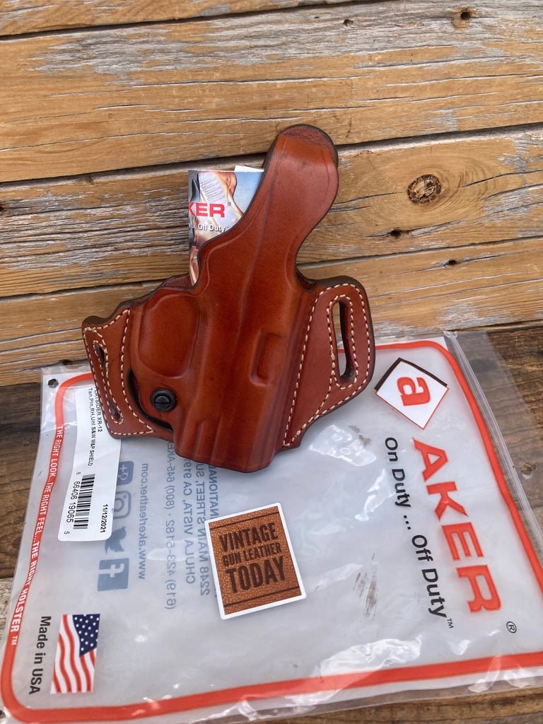 AKER Plain Brown Leather Flatsider OWB Holster For S&W M&P Shield MP 45 Right
