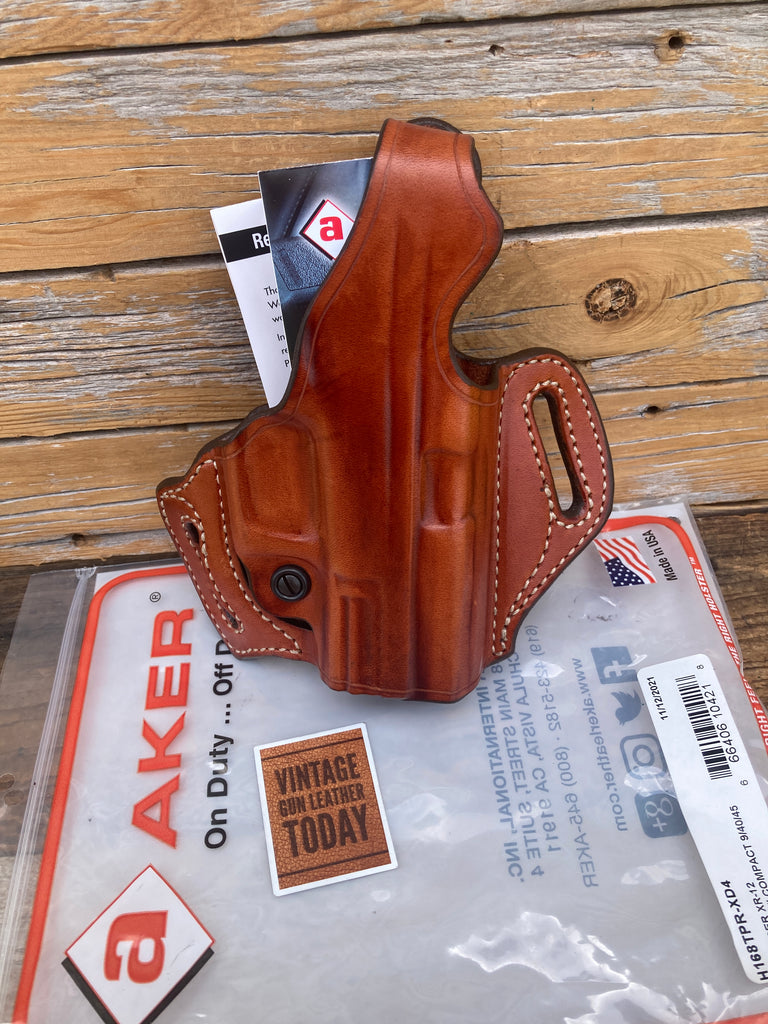 AKER Plain Brown Leather Flatsider OWB  Holster For XD4 Compact 9 40 45