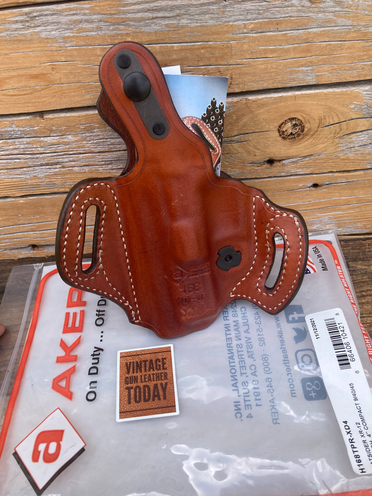 AKER Plain Brown Leather Flatsider OWB  Holster For XD4 Compact 9 40 45