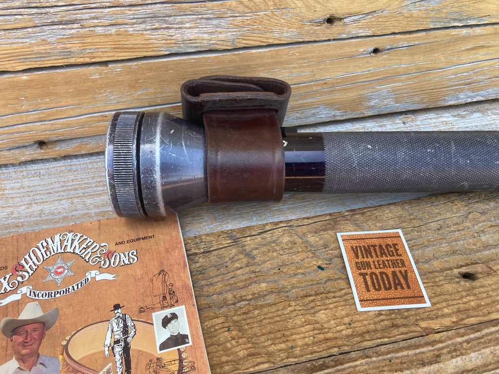 Vintage Tex Shoemaker Plain Brown Flashlight Holder C or D 1.75" Diameter Light