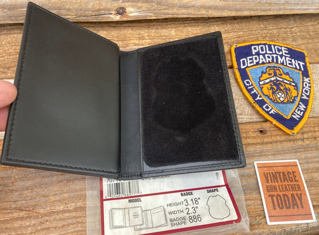 Vintage Strong Black Leather Badge ID Wallet 886 For NYPD Sergeant SGT Shield