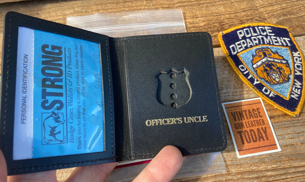 Vintage New Old Stock Strong Leather Co Badge and ID wallet for Officers Uncle
