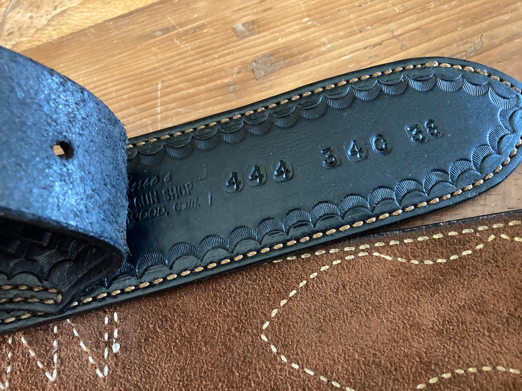 Alfonsos Black Basketweave Leather Cartridge Gun Belt 32 1/4" to 36 1/4" .44 .45