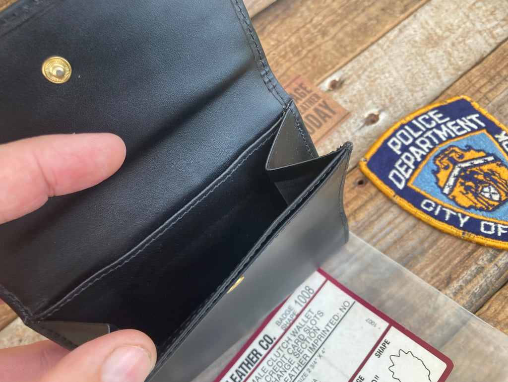 Vintage Strong Leather Female NYPD Police Captain Clutch Badge ID Wallet
