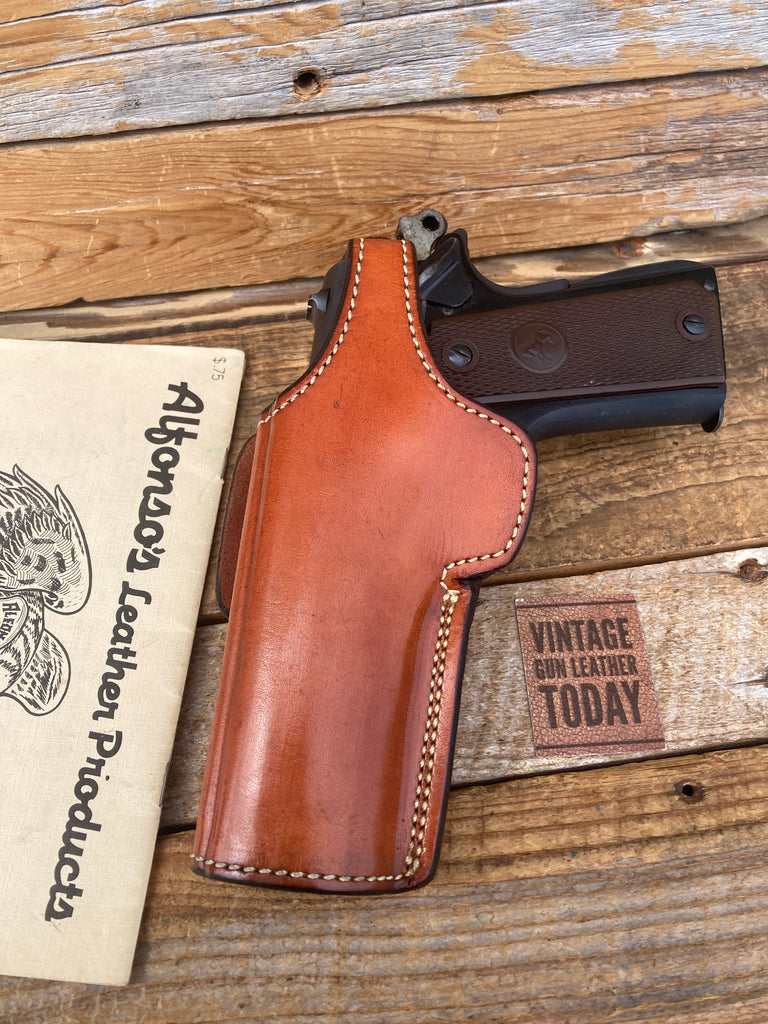 Vintage Alfonsos Plain Brown Leather Lined Holster For Colt 45 Commander CD Left