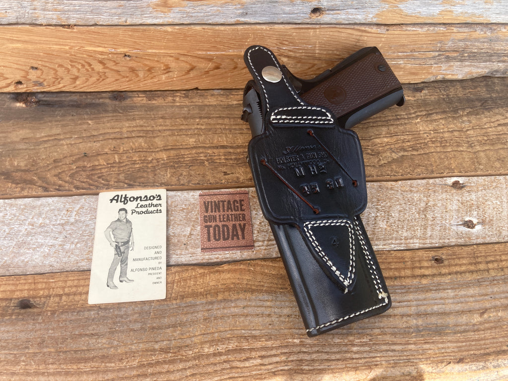 Vintage Alfonsos Plain Black Leather Lined Holster For Colt Commander CD Right