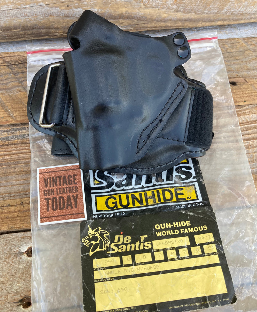 Vintage Desantis Black Leather Lined Ankle Rig For Smith & Wesson S&W 640 LEFT
