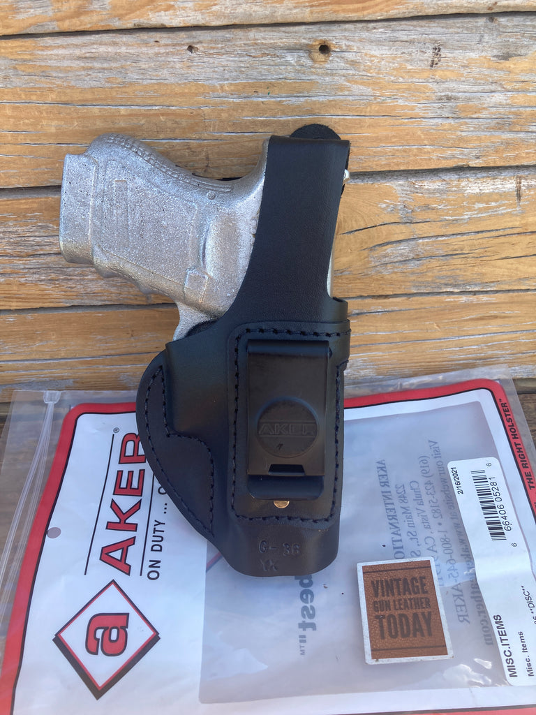 AKER Discontinued Black Leather IWB Spring Special Holster For GLOCK 36 G36