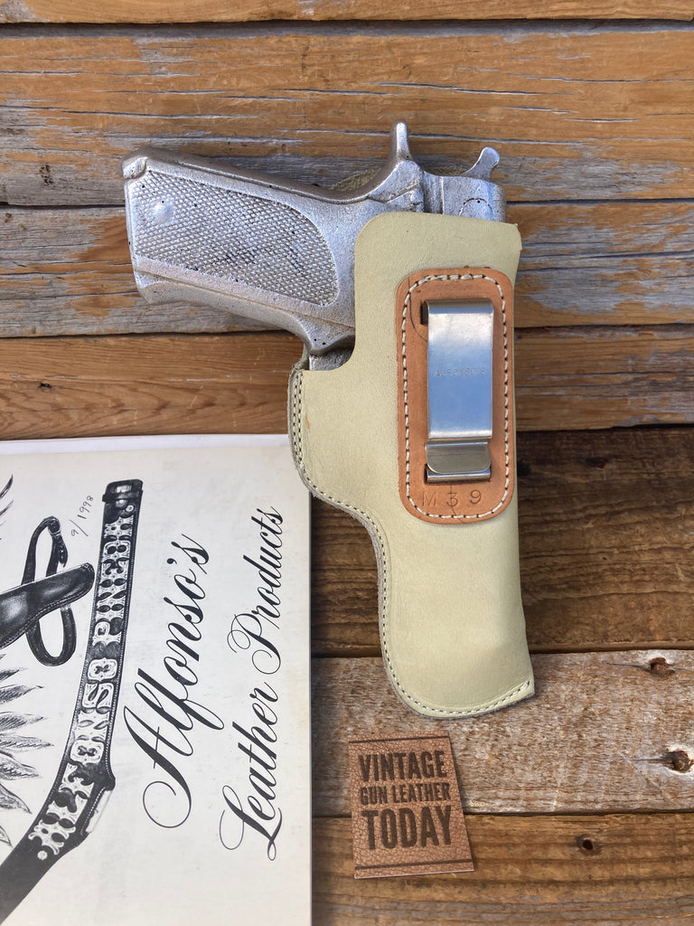 Alfonsos Beige Leather IWB Holster For S&W 39 or 59 With Round Trigger Right