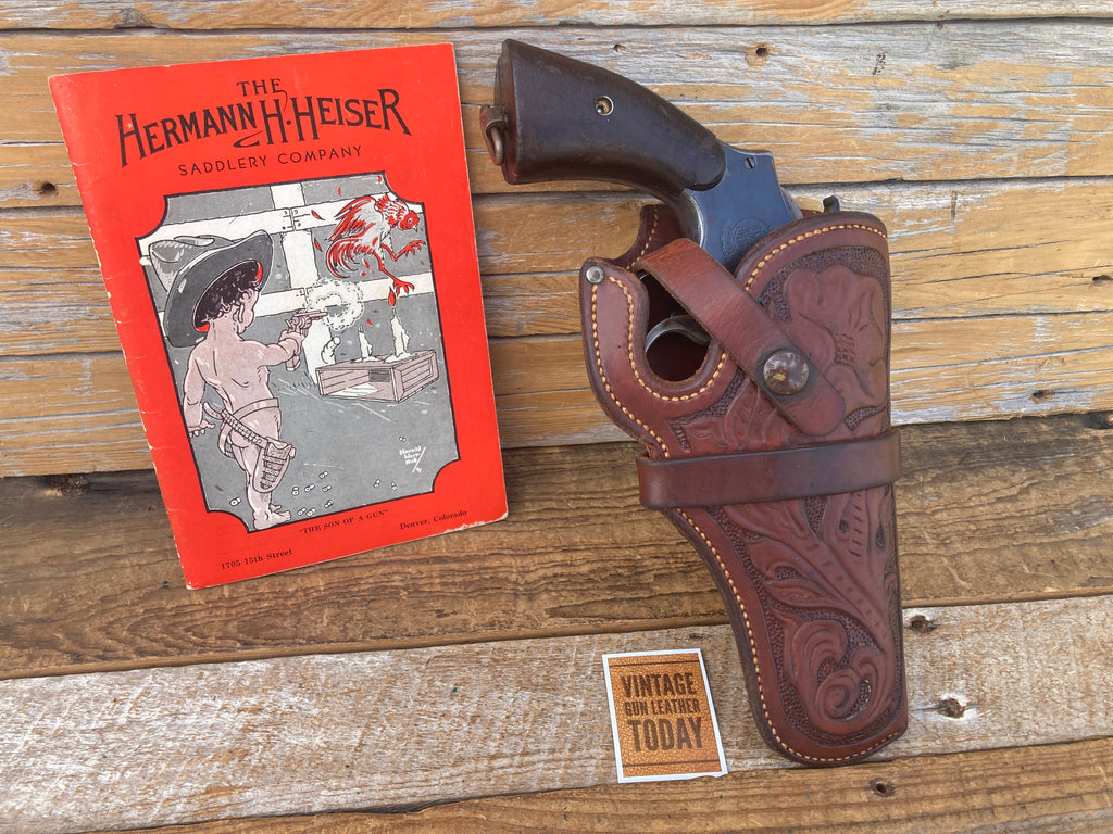 Vintage HH Heiser Lined Floral Carved Holster For S&W Model 10 K Revolver 5"