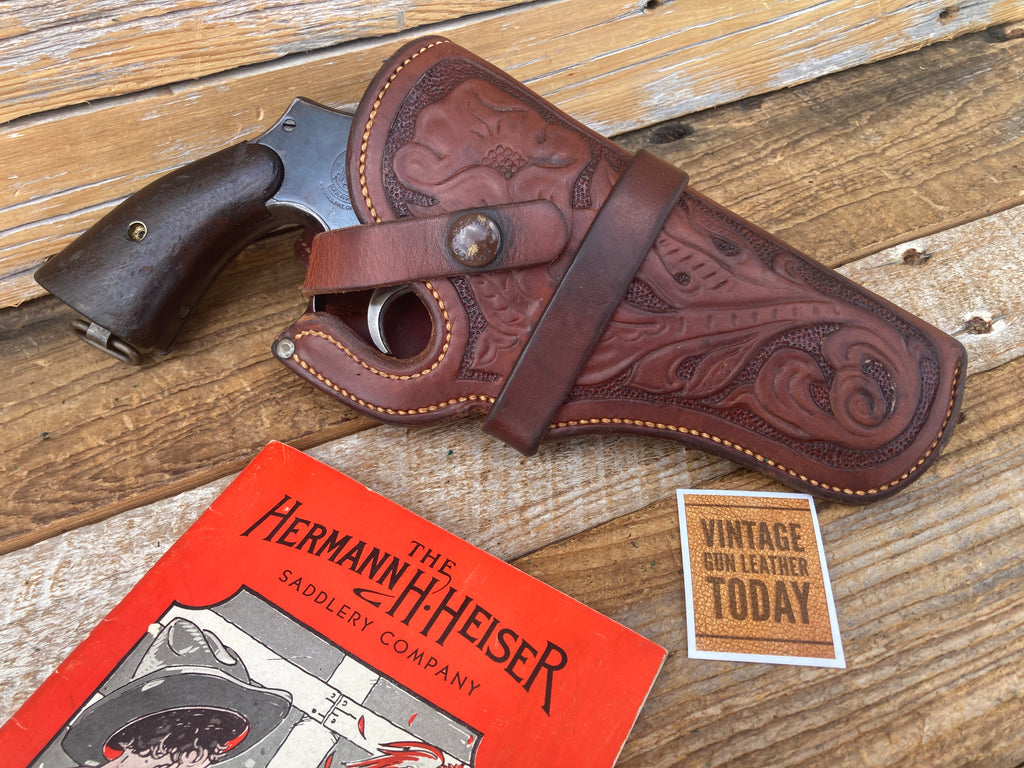 Vintage HH Heiser Lined Floral Carved Holster For S&W Model 10 K Revolver 5"
