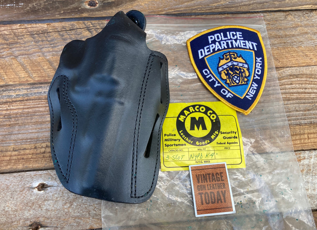 Vintage 1990s MARCO Black Leather Holster For NYPD 4" K Frame M64 NY Spurless