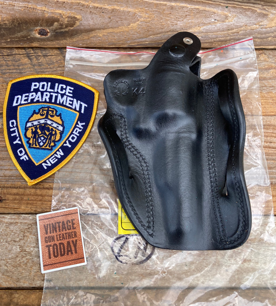 Vintage 1990s MARCO Black Leather Holster For NYPD 4" K Frame M64 NY Spurless L