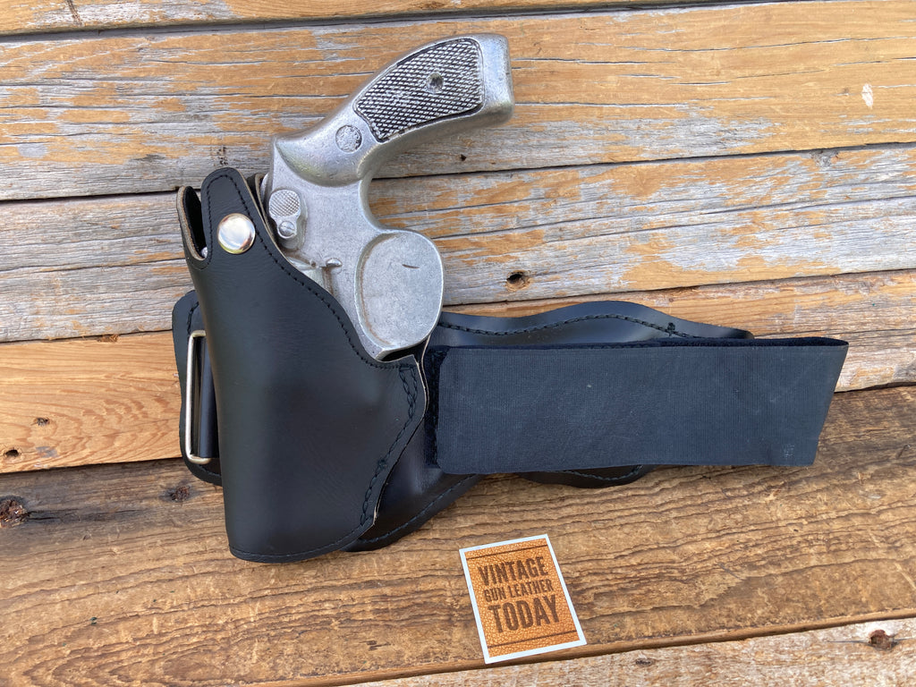 Vintage Black Leather Lined Padded Ankle Holster Rig For S&W K Revolver 2" 2.5"