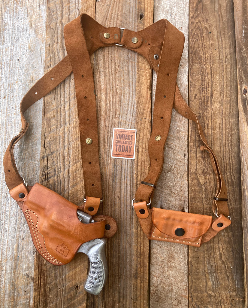 Vintage Desantis Brown Leather Shoulder Rig For S&W J Frame 36 37 60 Charter Arm