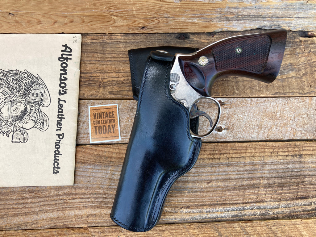 Vintage Alfonsos Black Leather Lined Holster For S&W Model 19 K 4" Revolver