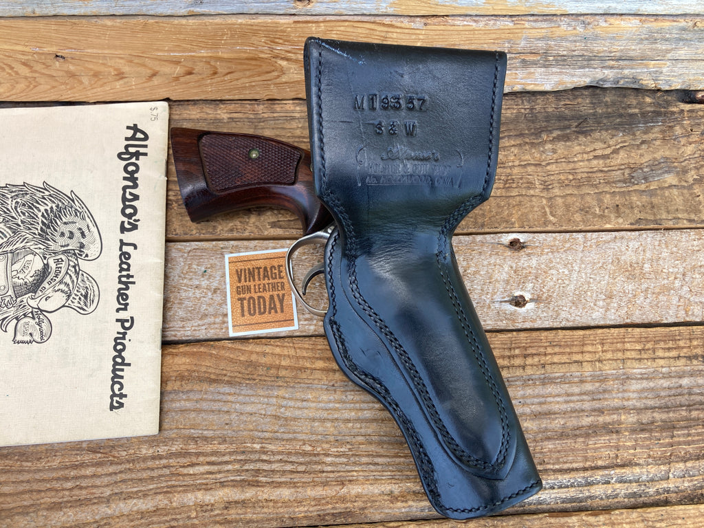 Vintage Alfonsos Black Leather Lined Holster For S&W Model 19 K 4" Revolver