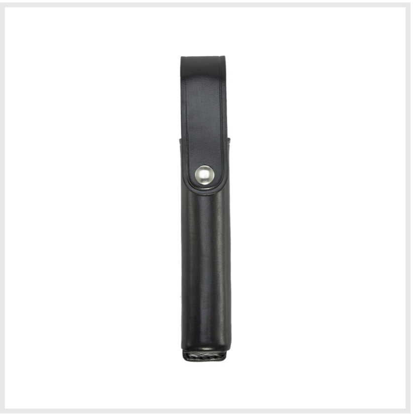 AKER Stinger LED Flashlight Case Police Duty Holder Plain Black Leather Snap