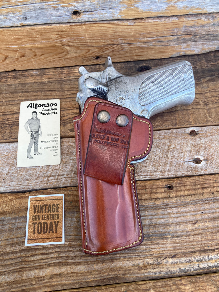 Vintage Alfonsos Brown Leather Lined IWB OWB Holster for S&W Model 59 39 Round