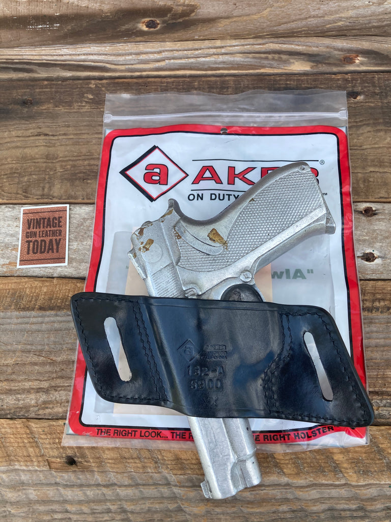 Vintage AKER Black White Lightning Leather Holster For S&W 59 Series Round