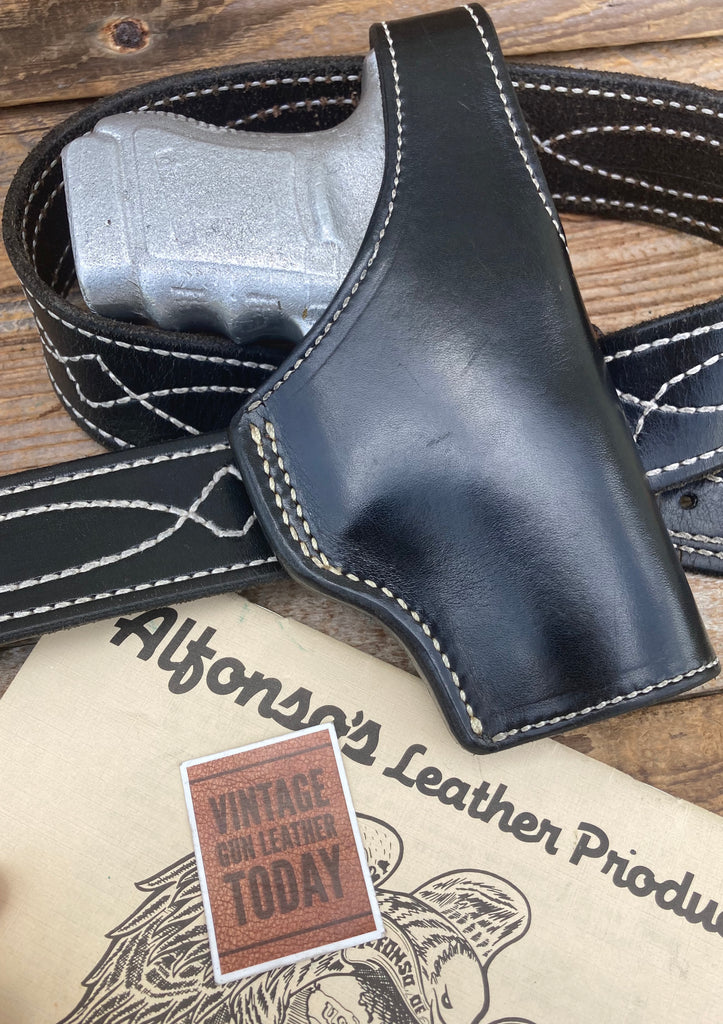 Alfonso's Of Hollywood Black leather Suede Lined Glock 30 OWB Holster G30 Cross Draw